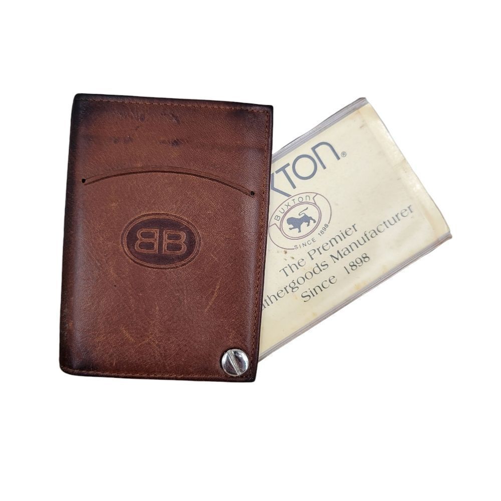 Buxton Brown Leather Card Fan Wallet Buisness Credit Card Holder Vintage